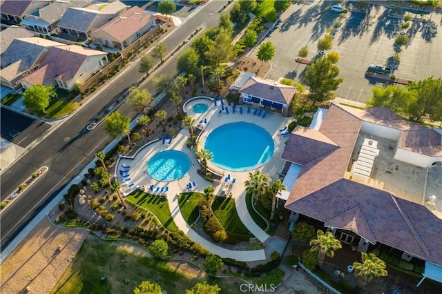 19128 Cedar Dr, Apple Valley, CA 92308 - aerial view of property's location featuring a pool area