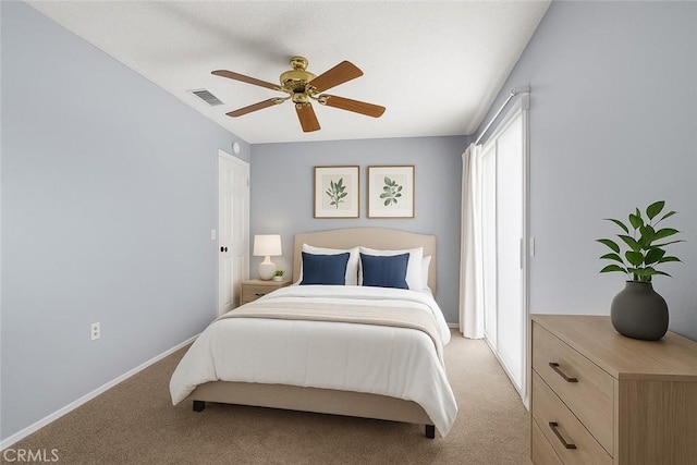 19128 Cedar Dr, Apple Valley, CA 92308 - bedroom with light carpet and a ceiling fan