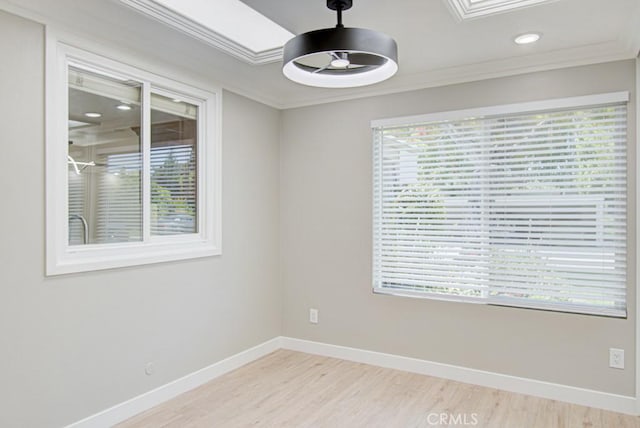 767 Calle Aragon Unit A, Laguna Woods, CA 92637 - empty room featuring ornamental molding, healthy amount of natural light, light wood-type flooring, and recessed lighting