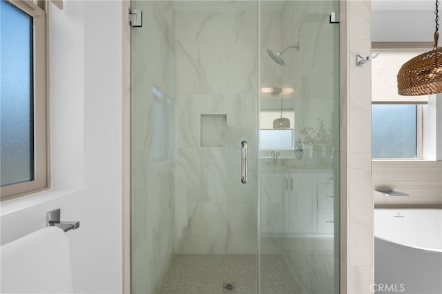 16221 Orizaba Ave, Paramount, CA 90723 - full bath featuring a marble finish shower and a freestanding tub