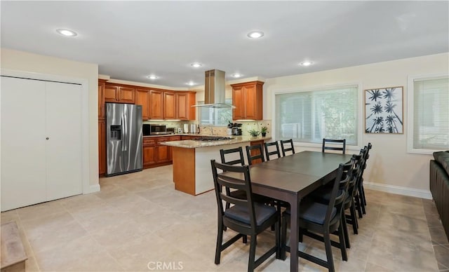 617 Iris Ave, Corona Del Mar, CA 92625 - dining room with plenty of natural light, recessed lighting, and light tile patterned floors