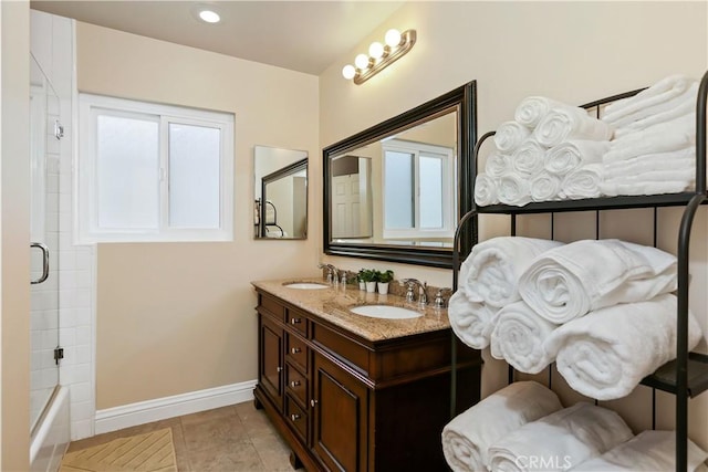 617 Iris Ave, Corona Del Mar, CA 92625 - bathroom featuring double vanity, bathing tub / shower combination, and tile patterned floors