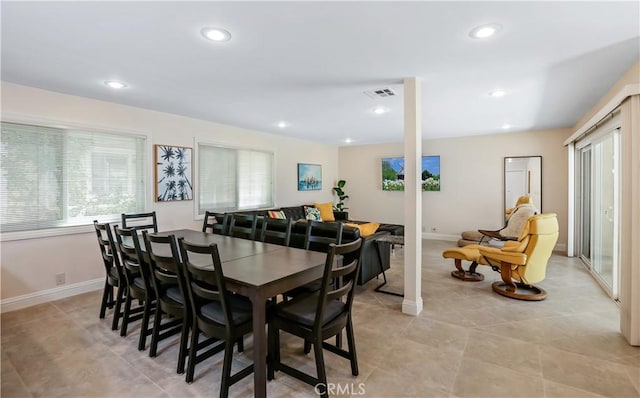 617 Iris Ave, Corona Del Mar, CA 92625 - dining room with plenty of natural light, recessed lighting, and light tile patterned flooring
