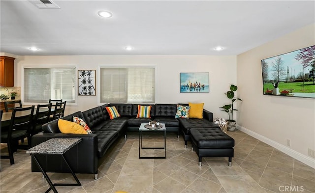 617 Iris Ave, Corona Del Mar, CA 92625 - living room featuring recessed lighting and light tile patterned floors