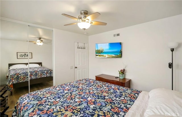617 Iris Ave, Corona Del Mar, CA 92625 - bedroom featuring wood finished floors, a closet, and ceiling fan