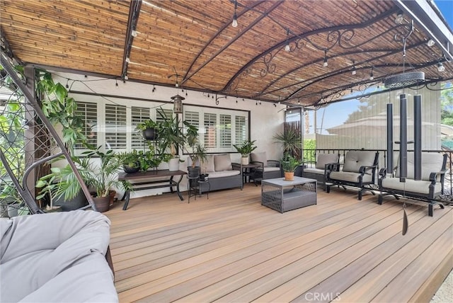 1115 E Sierra Madre Ave, Glendora, CA 91741 - deck featuring an outdoor hangout area and a pergola