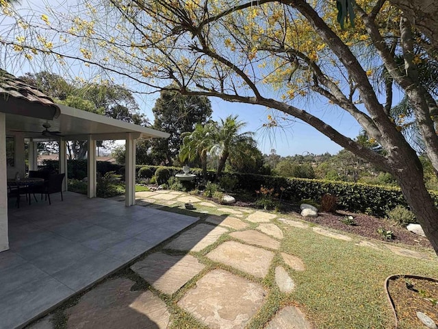 12870 Circulo Dardo, San Diego, CA 92128 - view of yard featuring a patio and ceiling fan