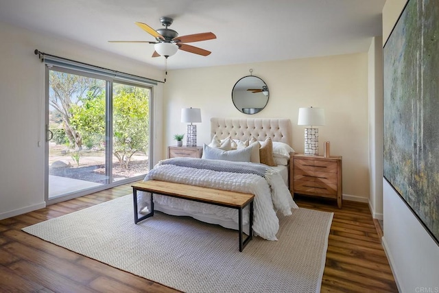 12870 Circulo Dardo, San Diego, CA 92128 - bedroom featuring access to exterior, wood finished floors, and ceiling fan