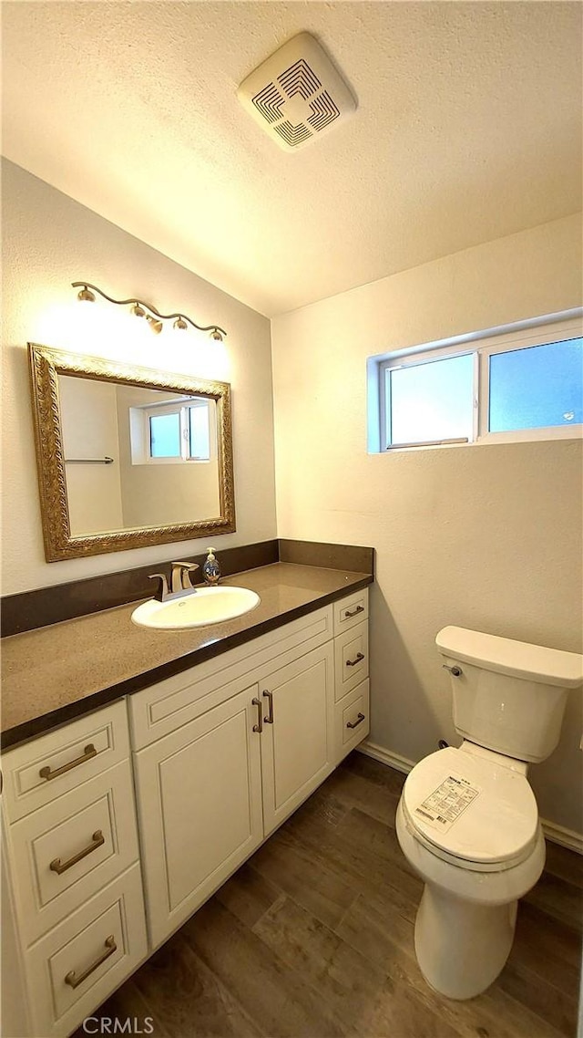 8649 Cantaloupe Ave, Panorama City, CA 91402 - bathroom with vanity, wood finished floors, and a textured ceiling