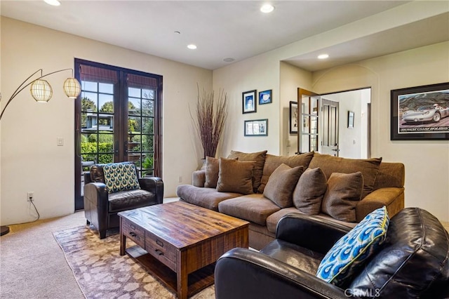 935 Isabella Way, San Luis Obispo, CA 93405 - carpeted living room with recessed lighting and french doors