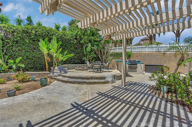 6041 Calle Mirador, Yorba Linda, CA 92886 - view of patio with outdoor dining space, a pergola, and grilling area