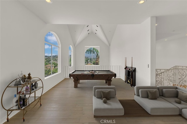 6041 Calle Mirador, Yorba Linda, CA 92886 - rec room with healthy amount of natural light, pool table, recessed lighting, and wood finished floors