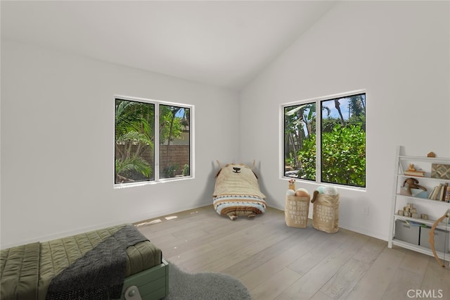 6041 Calle Mirador, Yorba Linda, CA 92886 - bedroom featuring hardwood / wood-style floors and high vaulted ceiling