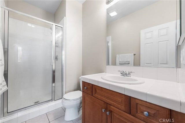 42639 Biscay, Lancaster, CA 93536 - bathroom with vanity, a shower stall, and tile patterned flooring