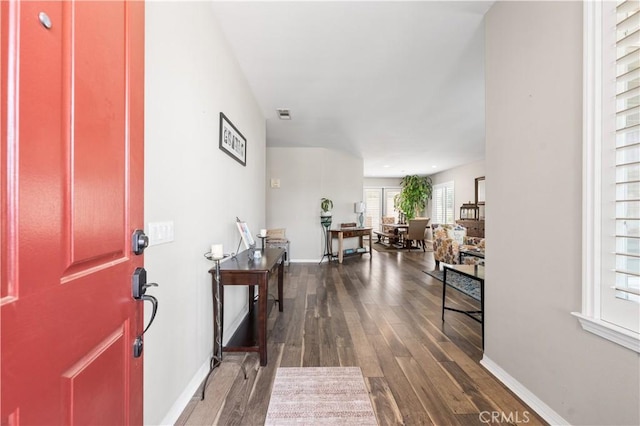 42639 Biscay, Lancaster, CA 93536 - foyer entrance with dark wood-style flooring and baseboards