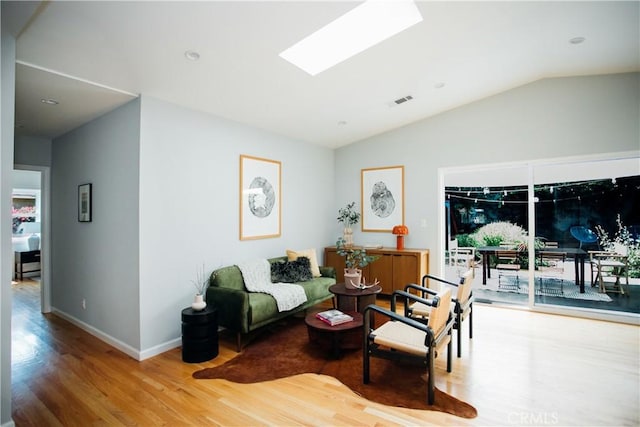 17442 Burma St, Encino, CA 91316 - living room with wood finished floors, lofted ceiling, and recessed lighting