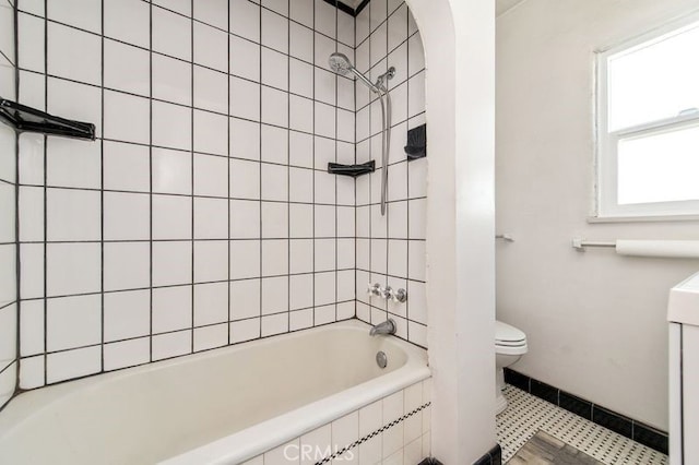 329 N Bushnell Ave, Alhambra, CA 91801 - full bathroom with tiled shower / bath combo, vanity, and tile patterned flooring