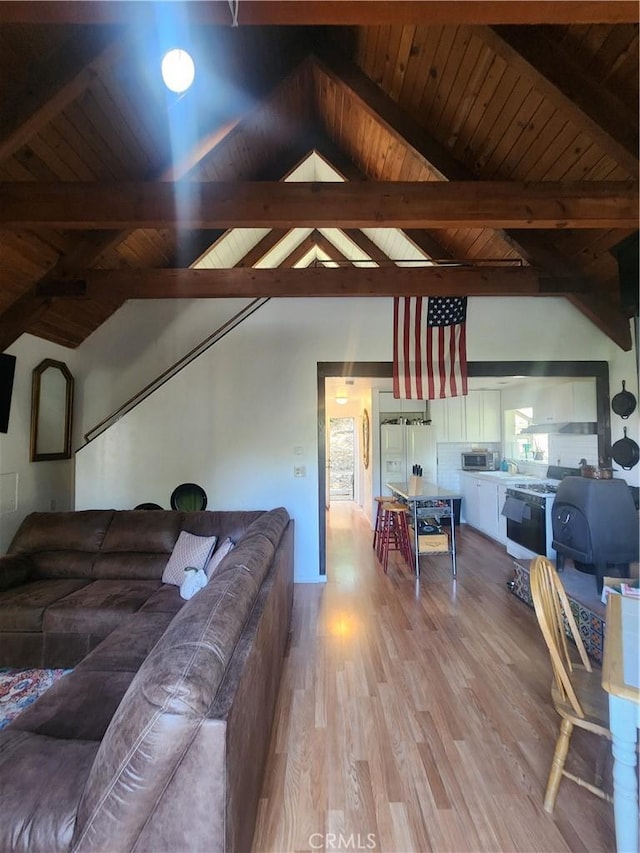 29746 Redwood Rd, Cedar Glen, CA 92321 - living area featuring wood finished floors and wood ceiling