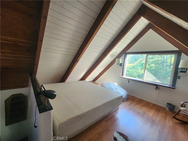 29746 Redwood Rd, Cedar Glen, CA 92321 - bedroom with wood finished floors and wood ceiling