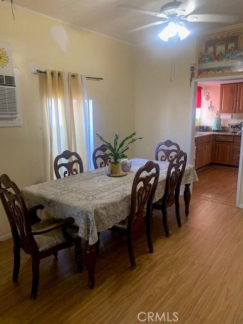 524 E Main St, San Gabriel, CA 91776 - dining area with light wood-style flooring and a ceiling fan