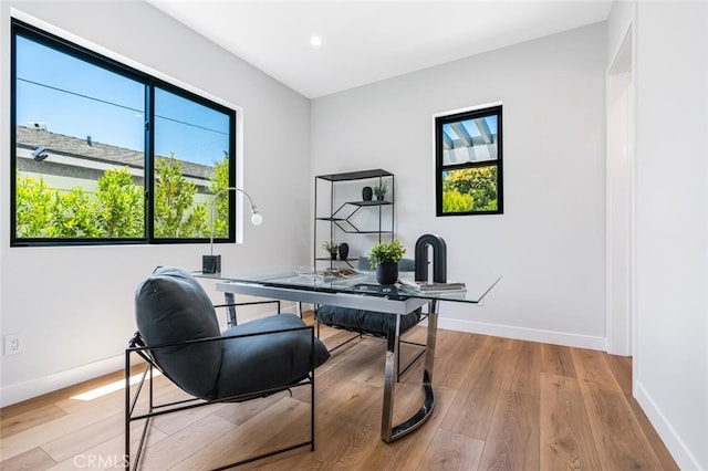 251 S Griffith Park Dr, Burbank, CA 91506 - home office with plenty of natural light, wood finished floors, and recessed lighting