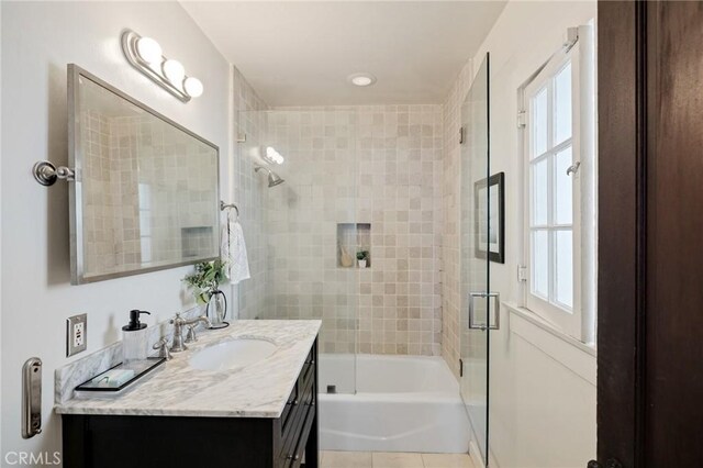 525 Manhattan Beach Blvd, Manhattan Beach, CA 90266 - bathroom with vanity, healthy amount of natural light, and shower / bath combination with glass door