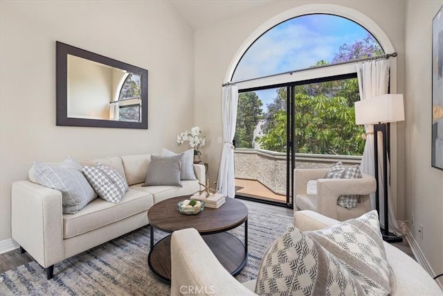 17202 Corbina Ln Unit 208, Huntington Beach, CA 92649 - living room with baseboards and wood finished floors