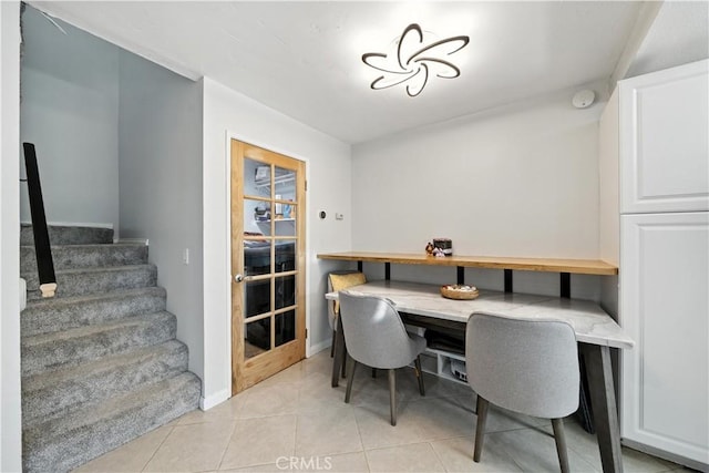 1465 E Lexington Ave Unit 4C, El Cajon, CA 92019 - dining room featuring light tile patterned flooring, stairs, and an office area