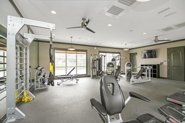 5140 Calle Sand Arch Unit 61, San Diego, CA 92154 - gym with a ceiling fan and recessed lighting
