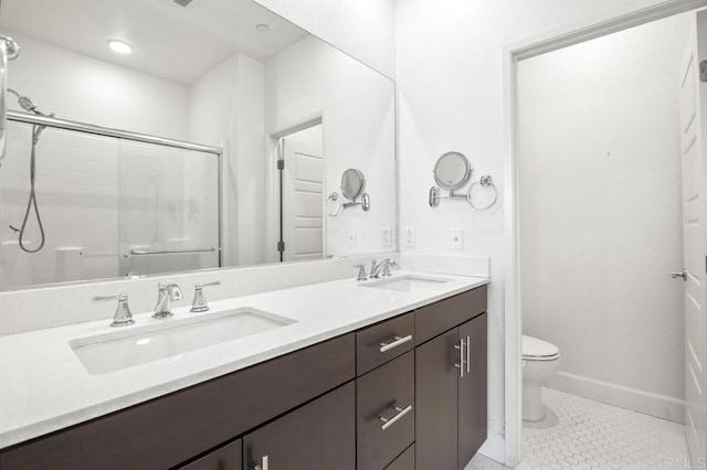 5140 Calle Sand Arch Unit 61, San Diego, CA 92154 - bathroom featuring double vanity, tiled shower, and tile patterned floors