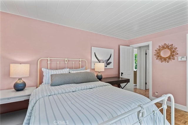 28233 N Shore Rd, Lake Arrowhead, CA 92352 - bedroom featuring baseboards and wood ceiling