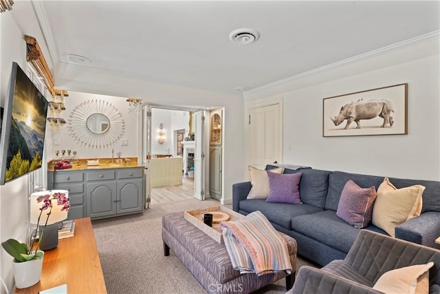 28233 N Shore Rd, Lake Arrowhead, CA 92352 - living room with ornamental molding and light wood-style flooring