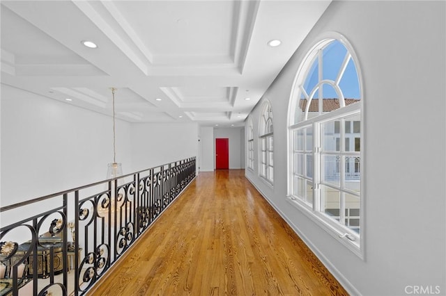 759 Foxkirk Rd, Glendale, CA 91206 - hallway featuring plenty of natural light, recessed lighting, and wood finished floors
