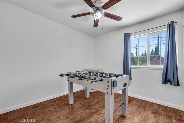 5005 Pearblossom Dr, Riverside, CA 92507 - recreation room featuring wood finished floors and ceiling fan