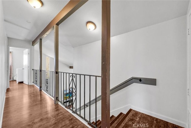 5005 Pearblossom Dr, Riverside, CA 92507 - hall featuring wood finished floors and an upstairs landing