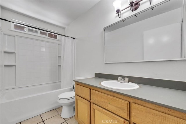 5005 Pearblossom Dr, Riverside, CA 92507 - bathroom featuring tile patterned flooring, vanity, and shower / bath combination with curtain