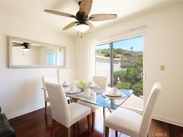 34 Via Capri, Rancho Palos Verdes, CA 90275 - dining space with ceiling fan and dark wood finished floors