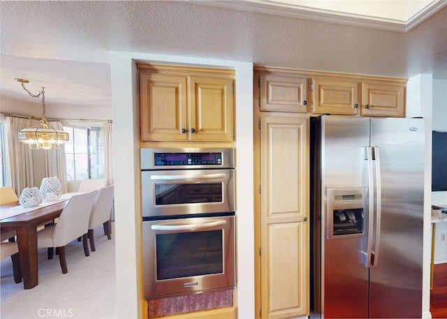 34 Via Capri, Rancho Palos Verdes, CA 90275 - kitchen featuring stainless steel appliances, a chandelier, and decorative light fixtures