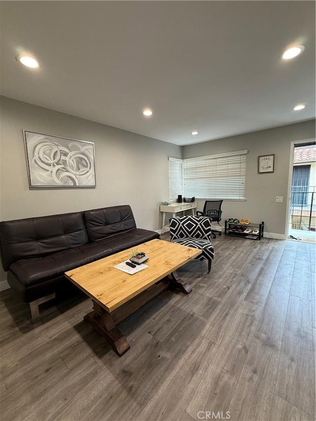 3935 W Mcfadden Ave Unit D, Santa Ana, CA 92704 - living area featuring wood finished floors and recessed lighting