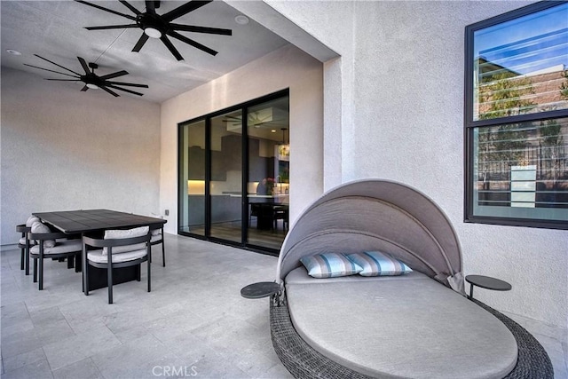 20211 W Liverpool Way, Porter Ranch, CA 91326 - view of patio / terrace featuring outdoor dining space and a ceiling fan