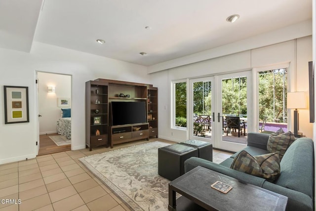 1040 Hillcroft Rd, Glendale, CA 91207 - tiled living room with french doors and baseboards