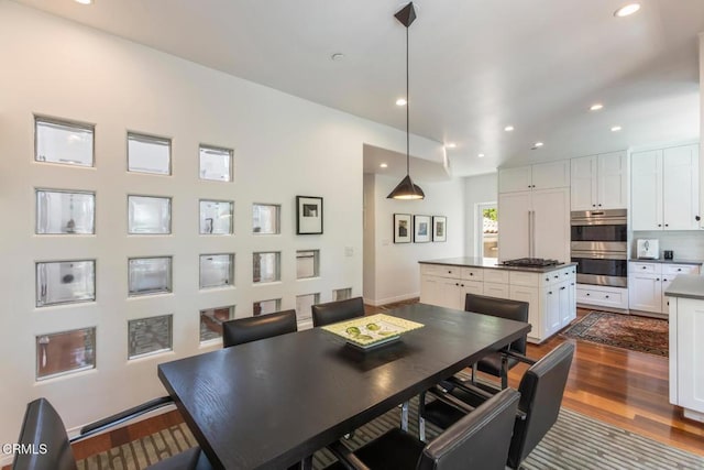 1040 Hillcroft Rd, Glendale, CA 91207 - dining area with dark wood-style flooring and recessed lighting
