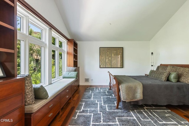 1040 Hillcroft Rd, Glendale, CA 91207 - bedroom featuring vaulted ceiling, dark wood-type flooring, and multiple windows