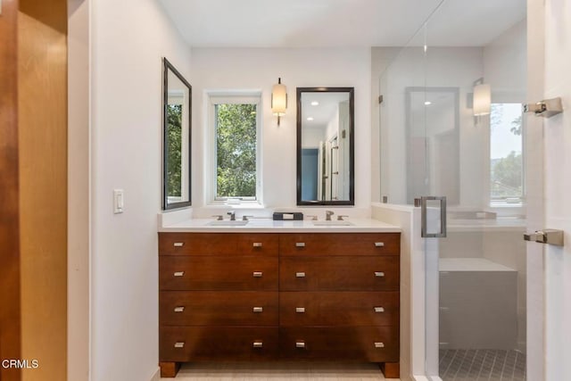 1040 Hillcroft Rd, Glendale, CA 91207 - bathroom featuring double vanity and a stall shower
