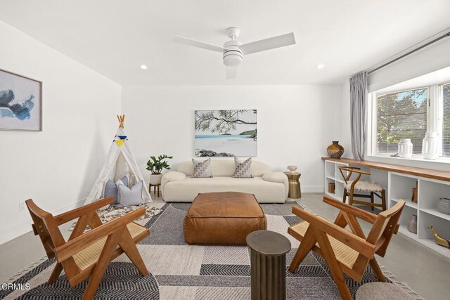 1305 Riviera Dr, Pasadena, CA 91107 - living area with a ceiling fan and recessed lighting