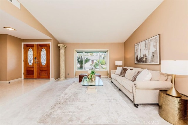 2771 Wyckersham Pl, Fullerton, CA 92833 - living area with ornate columns and lofted ceiling