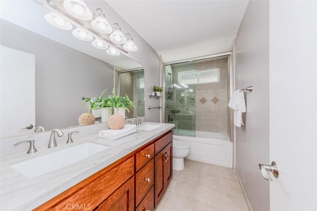 2771 Wyckersham Pl, Fullerton, CA 92833 - full bath with double vanity, tile patterned floors, and combined bath / shower with glass door