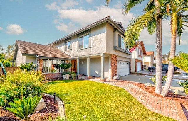 2771 Wyckersham Pl, Fullerton, CA 92833 - view of front of home featuring stucco siding, a garage, driveway, and a front yard