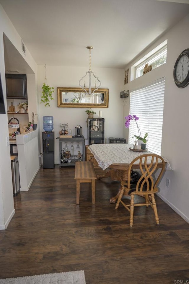 29517 Cara Way, Temecula, CA 92591 - dining space featuring a chandelier and dark wood-type flooring