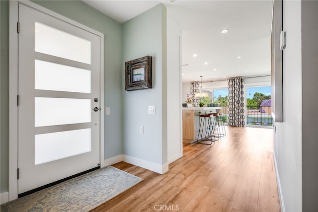 5490 Paseo Del Lago W Unit P, Laguna Woods, CA 92637 - foyer with light wood-style floors and recessed lighting